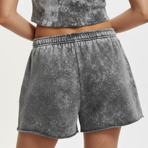 Wholesale acid wash Custom Logo Quick Dry Breathable Women's Shorts 100% cotton Stylish comfortable ladies shorts with raw hem - Product Image 2