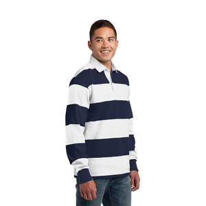 Factory Direct Men's Striped Rugby Shirts Breathable Cotton Polyester Men's Sportswear Rugby Jersey With Custom Brand Logo - Product Image 3