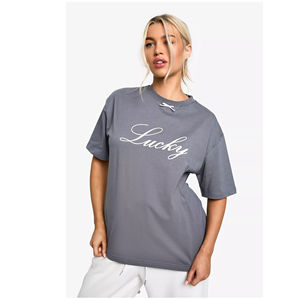 Camisetas Extra Grandes de Tela Satén 100% Algodón Ecológico, Lisas, de Alta Calidad, Diseño Personalizado, Casuales para Mujer - Product Image 1