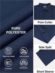 Mens Slim Fit for Shirt 100% Polyester Eco-Friendly <b>Stretch</b> Fabric Comfortable Casual Wear Short Sleeve Golf Style OEM ODM Bulk - Product Image 6