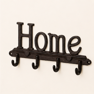 Decorative Vintage Cast Iron Home <b>Key</b> Holder Wall Mounted Rustic Metal <b>Hanger</b> With 4 Heavy Duty Hooks For Entryway Organization - Product Image 1