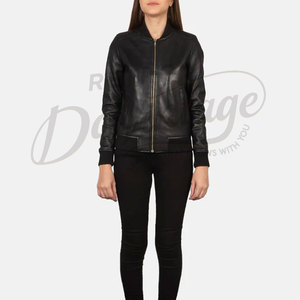 Premium <b>Women</b> Real Leather Bomber <b>Jacket</b> Classic Black Sheepskin Slim Fit <b>Flight</b> <b>Jacket</b> Soft Leather Casual Outerwear - Product Image 2