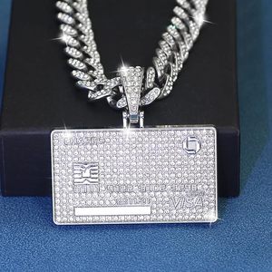 Colgante de Plata de Ley 925 con Moissanita para Hombre, Diseño de Tarjeta de Crédito, Estilo Hip Hop, Elegante Corte Redondo, Joyería con Incrustaciones de Diamantes - Product Image 5