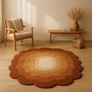Modern multicolor Wool Rug Handmade Abstract Design Irregular Organic Shape <b>Carpet</b> Hand-Tufted from India Washable for Home Use - Product Image 1