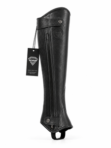 Black Genuine Leather Horse Riding <b>Half</b> <b>Chaps</b> Equestrian Zipper Side Pleated Equestrian Gear Wholesale Rate Custom <b>Half</b> <b>Chaps</b> - Product Image 1