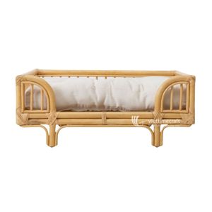 Canapé-lit de luxe en rotin massif pour chat et chien, panier-lit surélevé en osier durable pour la décoration intérieure - Product Image 2