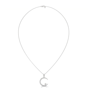 925 Sterling Silver Moon Pendant Necklace Zircon Clavicle Chain Celestial Jewelry for Women <b>Gift</b> - Product Image 1