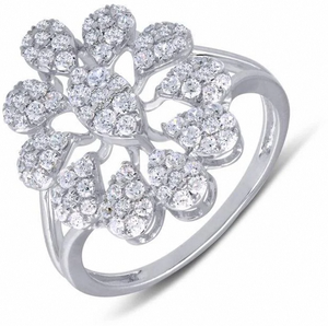 Anillo de Compromiso de Diamantes Simple Chapado en Oro Blanco de 9K, 14K, 18K y 22K de Lujo, en Oferta, para Mujer, para Exportación - Product Image 1