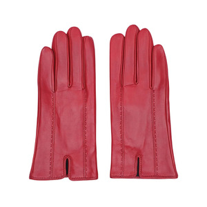 Gants en cuir rouge longueur poignet, style uni, sans doublure, pour usage quotidien décontracté, chaleur hivernale, accessoires de mode de haute qualité - Product Image 3