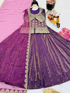 New Arrivals Latest Fashion Elegant Wedding <b>Party</b> Wear <b>Top</b> Lehenga Dupatta Set simmer silk - Product Image 5