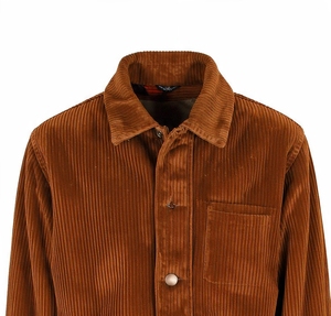 เสื้อแจ็คเก็ตผ้าลูกฟูกสีทองแดงสำหรับผู้ชาย ปกคอพับ ปิดด้วยกระดุม - Product Image 4
