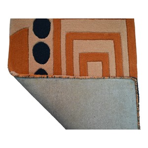 Tapis d'appoint en laine tufté à la main, motif géométrique abstrait moderne en forme d'arche, 9x12, terracotta, orange, rose poudré, gris anthracite - Product Image 6