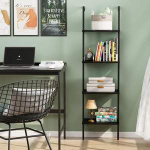 Étagères à livres industrielles en métal et bois à 4 niveaux, étagère murale ouverte et support de rangement pour la maison, le bureau, la chambre et le salon - Product Image 5