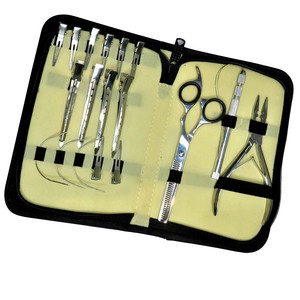 Outils professionnels pour extensions capillaires en acier inoxydable de qualité chirurgicale : Pince à 2 trous, Ouvre-perles, Ciseaux, Pinces à cheveux, Boucles pour cheveux - Product Image 4