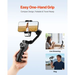 Stabilizzatore cardanico a 3 assi alimentato AI per smartphone con supporto per telefono con funzione di tracciamento - Product Image 5