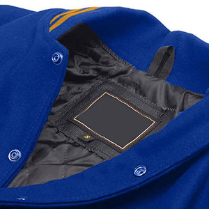 New Stylish <b>Winter</b> Men Varsity <b>Jacket</b> with Stand Collar <b>Leather</b> Sleeves Comfortable Casual Wear and Front Button Closure - Product Image 4