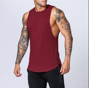 Men's <b>Maroon</b> Sleeveless Tank <b>Top</b> Do the Work Plain O-Neck Sporty Casual Style 100% Cotton Breathable Knitted Front Logo - Product Image 5