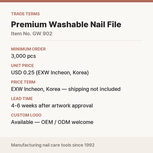 Lima de Uñas Coreana Premium Lavable 80/100 Grit Banana, Logotipo Personalizado OEM para Venta al por Mayor en Salones de Belleza - Product Image 5