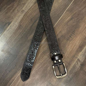 Cinturón ajustable de cuero mecanizado a mano más vendido para vaquero y Vaquera 100% cinturón de estilo occidental de cuero Floral en relieve de grano completo - Product Image 5