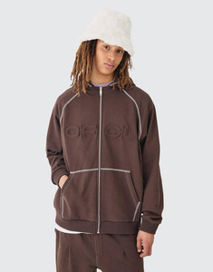 Wholesale 100% Cotton Winter Vintage Streetwear Zipper-<b>Up</b> Fleece Hoodies Men Custom LOGO Embroidered Applique Contrast - Product Image 1