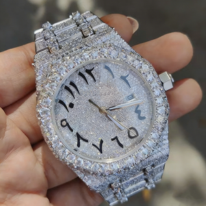 Luxury 40MM Arabic Numrals Dial Bust Down Hip Hop Fully Studded Moissanite Diamond Automatic <b>Watch</b> - Product Image 3