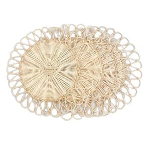 Flower <b>Round</b> Rattan <b>Placemat</b>, Handwoven Natural <b>Placemat</b> - Product Image 1