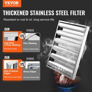 Filtri per Cappe da Cucina Commerciali in Acciaio Inossidabile 24.5W x 19.5H Pollici, Filtri Antigrasso per Cappe da Ristorante, Ricambi per Cappe da Cucina - Product Image 2