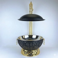 Plat de service rond de luxe en acier inoxydable pour buffet, chauffe-plats, et ensemble de verres à vin sans pied ornés pour mariages, hôtels et traiteurs
