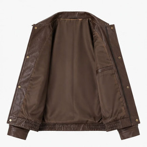 Veste en simili cuir marron pour femme personnalisée – Manteau de style motard classique et décontracté avec poches avant |   Vente en gros - Product Image 3