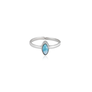 Natural Larimar Gemstone <b>Ring</b> | 925 Sterling <b>Silver</b> - Product Image 1
