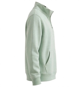 เสื้อสเวตเชิ้ตคอตตอนหนานุ่มสีเขียวมิ้นท์แบบซิป ¼  คอตั้ง มีกระเป๋า ทรงโอเวอร์ไซส์ ผ้าฟลีซ สไตล์ลำลอง/กีฬา ขายส่ง - Product Image 4