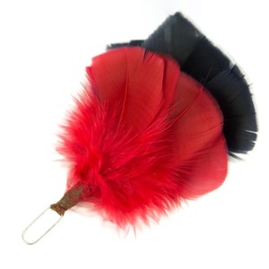 Faux Fur Velvet Feather Hackle Plume <b>Bow</b> Pattern <b>Red</b> Black Adult Unisex Four Seasons Use Party Hat Accessory - Product Image 4