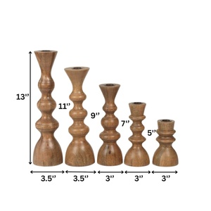 Candelabro de Pilar Alto, Ecológico, Nórdico, Hecho a Mano con Madera de Mango Pulida, Duradero y Personalizable, para Navidad - Product Image 5