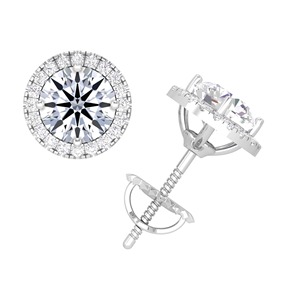 2CT Moissanite Halo <b>Stud</b> Earrings, 0.5ct-3ct D color VVS1 Clarity Diamond Moissanite, 925 Sterling Silver Moissanite Earrings - Product Image 2