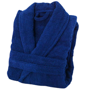 Peignoir de bain luxueux 100% coton éponge à col châle pour femme, doux, séchage rapide, bleu marine - Product Image 5