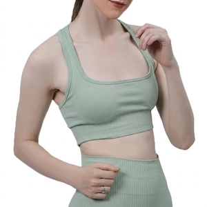 Sujetador deportivo de yoga con espalda cruzada y cuello en U de alta sujeción para mujer, talla grande, transpirable, sin costuras, de secado rápido - Product Image 2