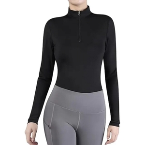 Lightweight High Neck Zip <b>Long</b> <b>Sleeves</b> <b>Base</b> <b>Layer</b> Sports Wear Quick Dry Breathable Polyester/Spandex for Horse Riding Outdoor - Product Image 1