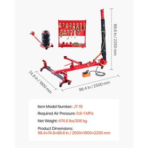 Tirapiedi Idraulico 6T per Carrozzeria con Martinetto ad Aria 3T e Pompa Idraulica a Pedale 6000PSI - Attrezzatura per Riparazione Auto - Product Image 6