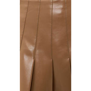 Minifalda Plisada Personalizada para Mujer, Color Marrón, Cintura Alta, Cuero Sintético de Alta Calidad, Venta al Por Mayor - Product Image 6