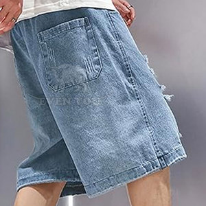 Pantalones Cortos de Moda Urbana para Hombre, Diseñados con Ajuste Cómodo y Estilo Jeans Jorts - Product Image 3
