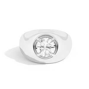2ct Round Lab Grown Diamond Bombe <b>Ring</b> 14K 18K Solid Gold Wide <b>Dome</b> Band Semi Bezel Set Statement Bubble <b>Ring</b> Heavy Gold Jewelry - Product Image 3