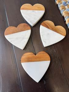 Marble Wood <b>Coasters</b> Round Reusable <b>Drink</b> <b>Coasters</b> with Handle Modern Table Mat for Home Office - Product Image 5