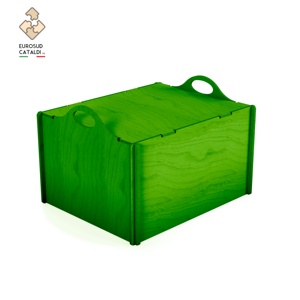 Scatola portaoggetti in legno verde con maniglie, scaffale portatile preassemblato dal design moderno - Product Image 1