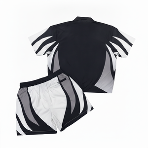 Ensemble de survêtement pour homme ADH Brand, couleur contrastée, manches courtes, fermeture éclair, short sportif, polyester à séchage rapide, vêtements d'été - Product Image 2