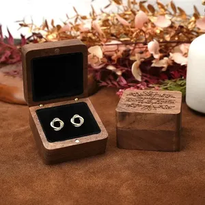 Wooden Jewelry <b>Box</b> Velvet Lined <b>Gift</b> Case for Stud <b>Earrings</b> Compact Packaging <b>Box</b> for Women - Product Image 2