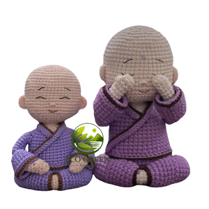 Figurine Bouddha au crochet artisanale avec base en lotus, amigurumi, décoration de méditation pour les temples bouddhistes, les studios de yoga et les boutiques de cadeaux S - Product Image 2