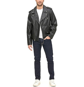Chaqueta de cuero genuino color marrón para hombre, con cuello vuelto, cierre de cremallera, estilo casual, para invierno. - Product Image 4