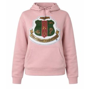 AKA Sweat à capuche à sequins pour femme, rose et vert, avec motif de blason, décontracté, tenue grecque de sororité, haut de mode élégant - Product Image 1