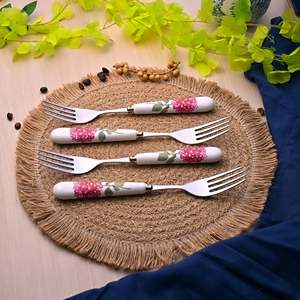 Hydrangea Bloom Metal Disposable <b>Forks</b> Set of 4-Including Dinner and Fruit <b>Forks</b> for Home Restaurant and Back to School Use - Product Image 1