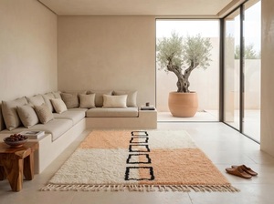 Tapis marocain haut de gamme moderne en laine, écologique, à boucles coupées, abstrait, épais, noué à la main, en latex naturel pour la maison - Product Image 5